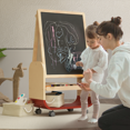 thumbnail image 1 of 3-in-1 Art Easel for Kids Double-Sided Board Easel with Wheels and Storage Bags Adjustable Height Easel for Toddlers Magnetic Chalkboard & Whiteboard,Red, 1 of 6