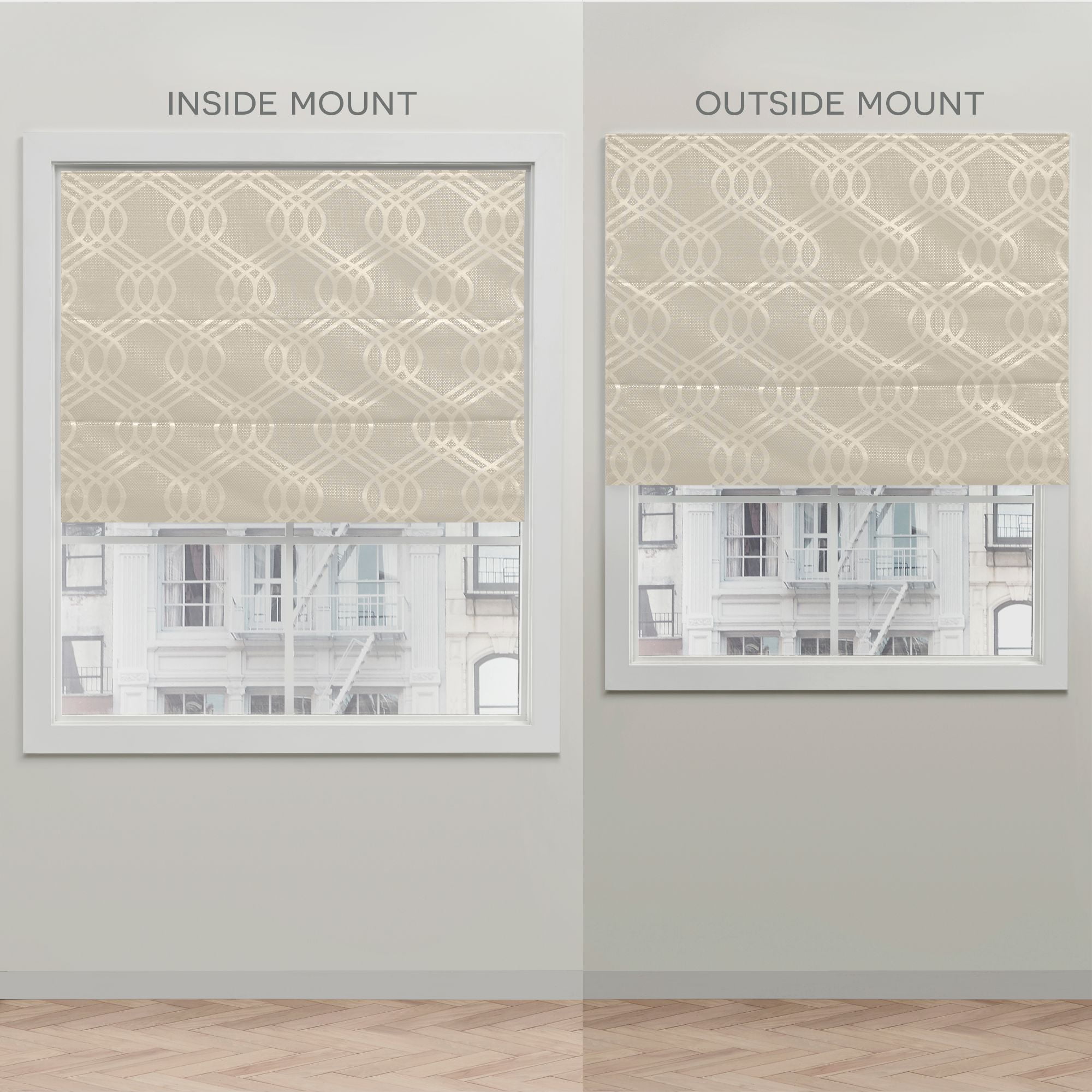 Exclusive Home Prague Trellis 100% Blackout Roman Shade, 23"x64", Natural