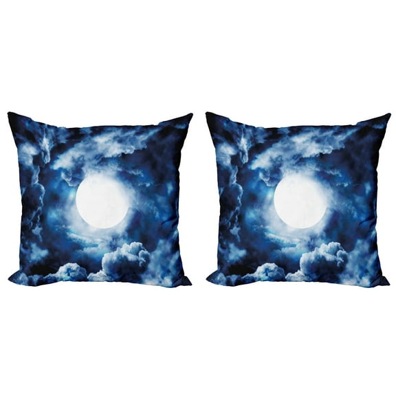 Ambesonne Space Throw Pillow Cover 2 Pack, Magic Dark Twilight Dawn, 20", Blue