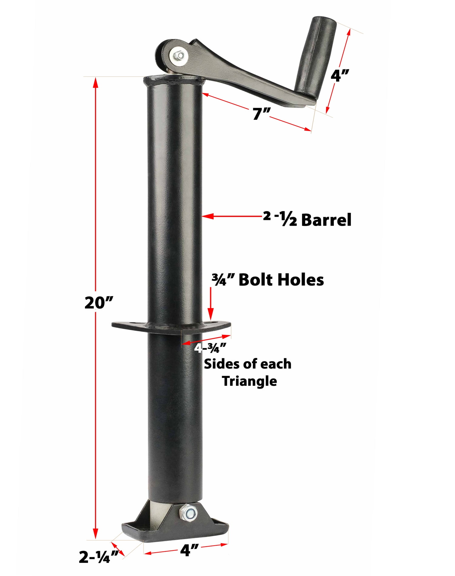 A Frame Trailer Jack - 2000 lbs Capacity, Black | Heavy-Duty Top Wind Tongue Jack - Ideal for RV, Utility, Boat & Marine Trailers