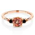 thumbnail image 2 of Gem Stone King 10K Rose Gold Ecstasy Mystic Topaz Black Diamond and White Diamond Accent 3-Stone Engagement Ring for Women (1.17 Cttw, Round 6MM, Gemstone November Birthstone, Size 5.5), 2 of 5