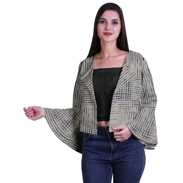 Moomaya Cardigan Court à Manches Cloche Imprimé pour Femmes pour l'Été