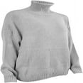 thumbnail image 4 of Tunique à Long Col Roulé Surdimensionnée pour Femmes à Manches Chauve-Souris Longues Chandail en Tricot, 4 of 6