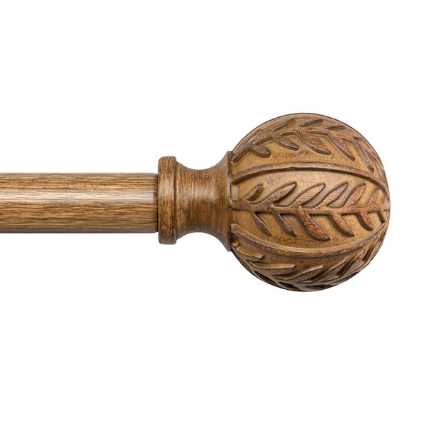 Barra de cortina QDWIS Wood de 168 a 305 cm, ajustable, imitación madera