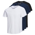 thumbnail image 1 of Jack & Jones Camiseta de Hombre, paquete de 5 - JJEORGANIC BASIC TEE O-NECK, manga corta, algodón orgánico Blanco/Azul marino/Negro S (Small), 1 of 6