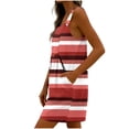 thumbnail image 6 of Feancey Casual Overalls Shorts for Women Sleeveless Striped Short Jumpsuits Button Adjustable Strap Beach Rompers with Pockets Hot Pink L, 6 of 8