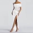 thumbnail image 6 of Maxi Dresses for Women One Shoulder Sleeveless Sheer Mesh Panel Sexy Bodycon Cocktail Evening Party Dress XS-L, 6 of 7