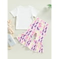 thumbnail image 4 of WIFORNT Ensemble de Tenue de Pâques pour Filles Tout-Petits Manches Courtes Col Rond + Pantalon Évasé Imprimé Bunny, 4 of 9
