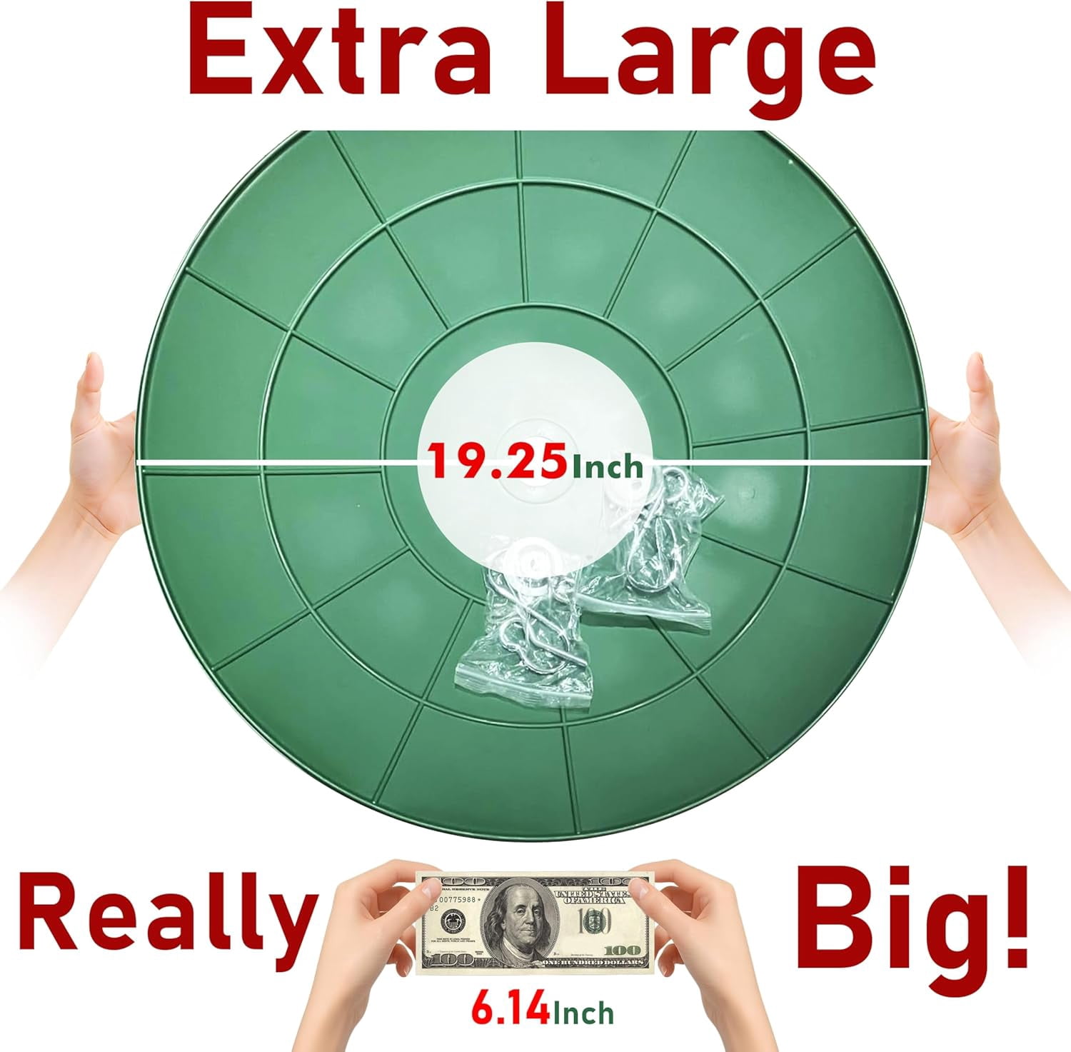 19.25-Inch Extra Large Squirrel Baffle,Hummingbird Feeder Shade Dome Cover, Bird Feeder Rain Guard, Hanging Squirrel Proof for Shepherd's Hook Outdoors (Green) 2 Pack