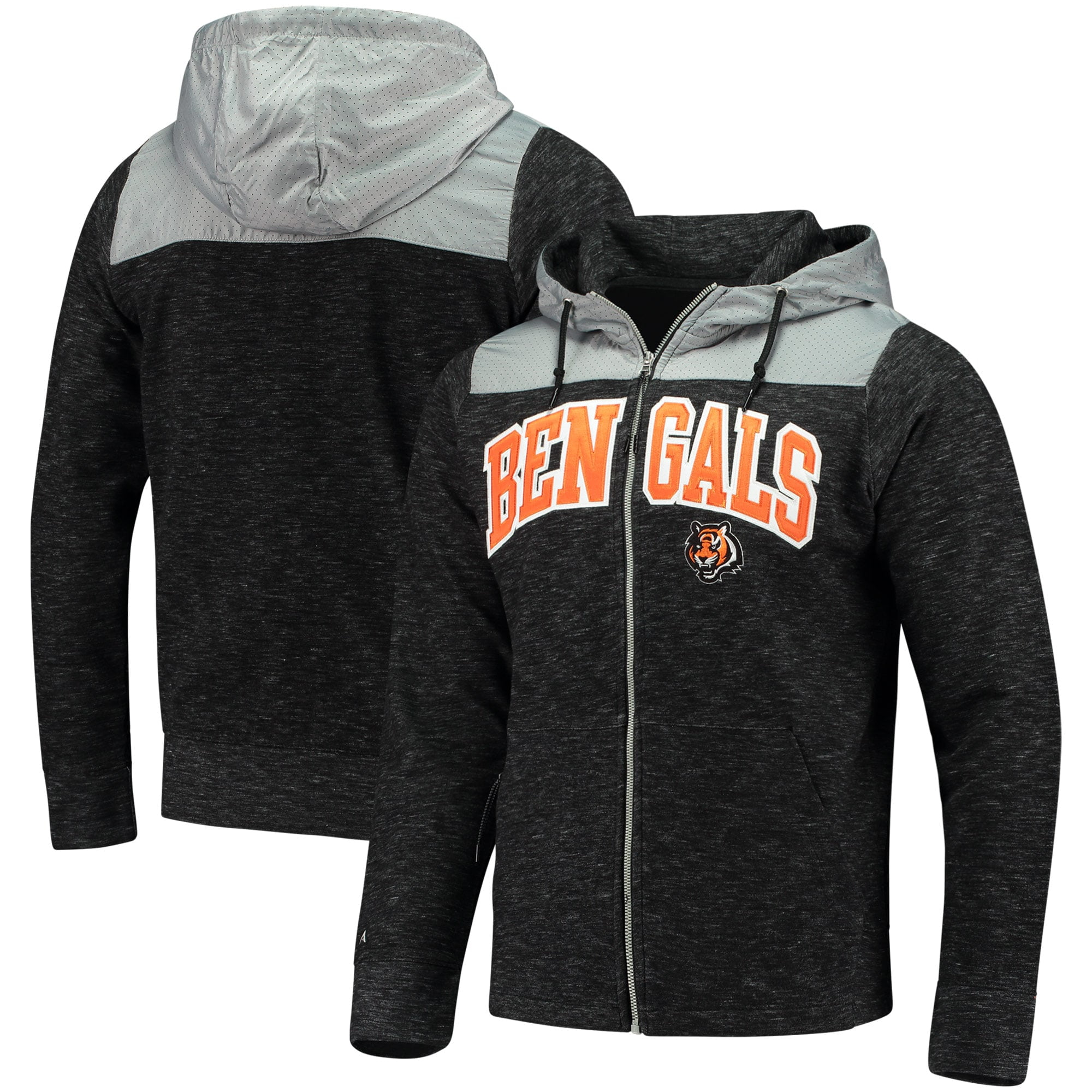 Cincinnati Bengals Antigua Exertion FullZip Hoodie Charcoal/Silver
