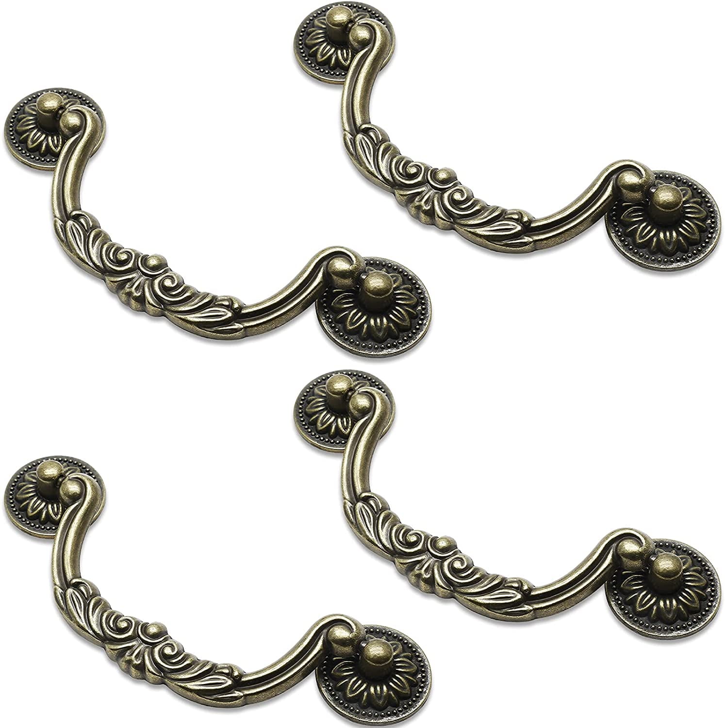 4 Pcs 5 Inch Bail Handle Drop Pulls Vintage Drop Bail Drawer Pulls
