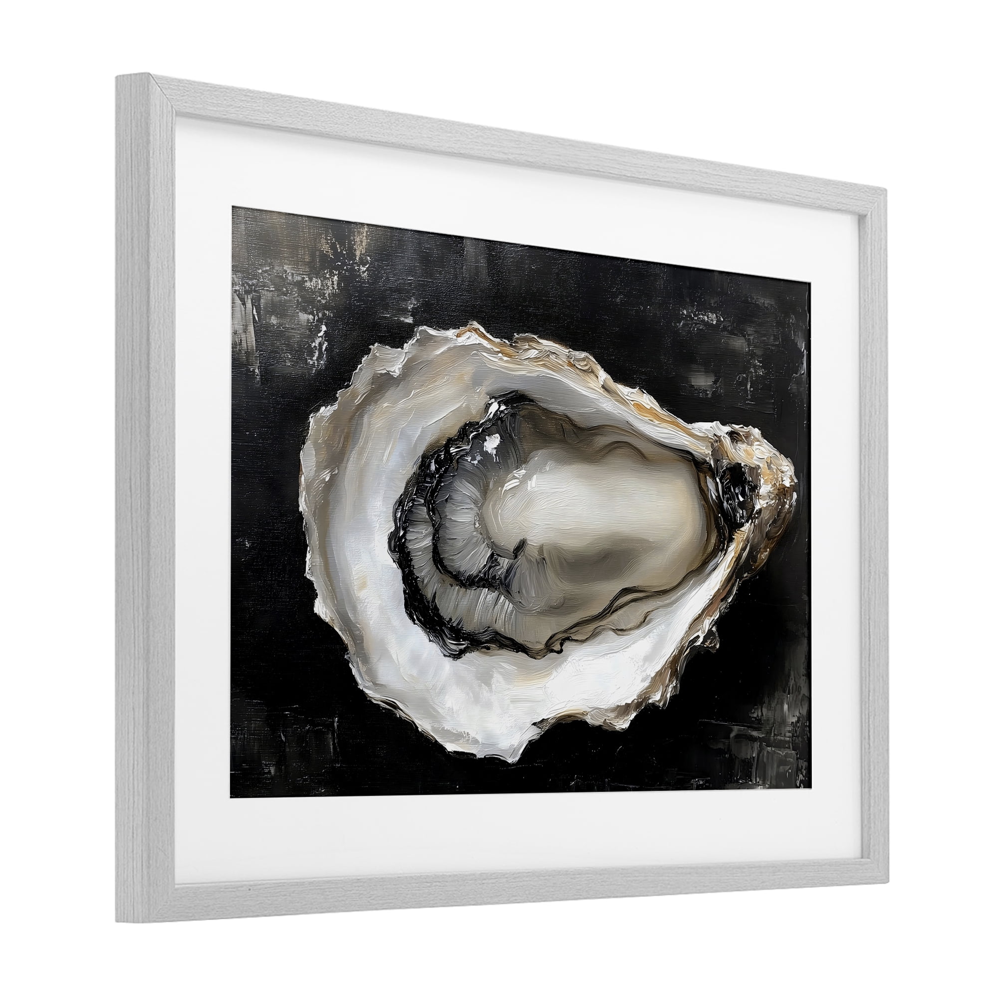 Stupell Industries Black Oyster Pearlescent Shell Gray Framed Print Under Glass, design by LSR Design Studio