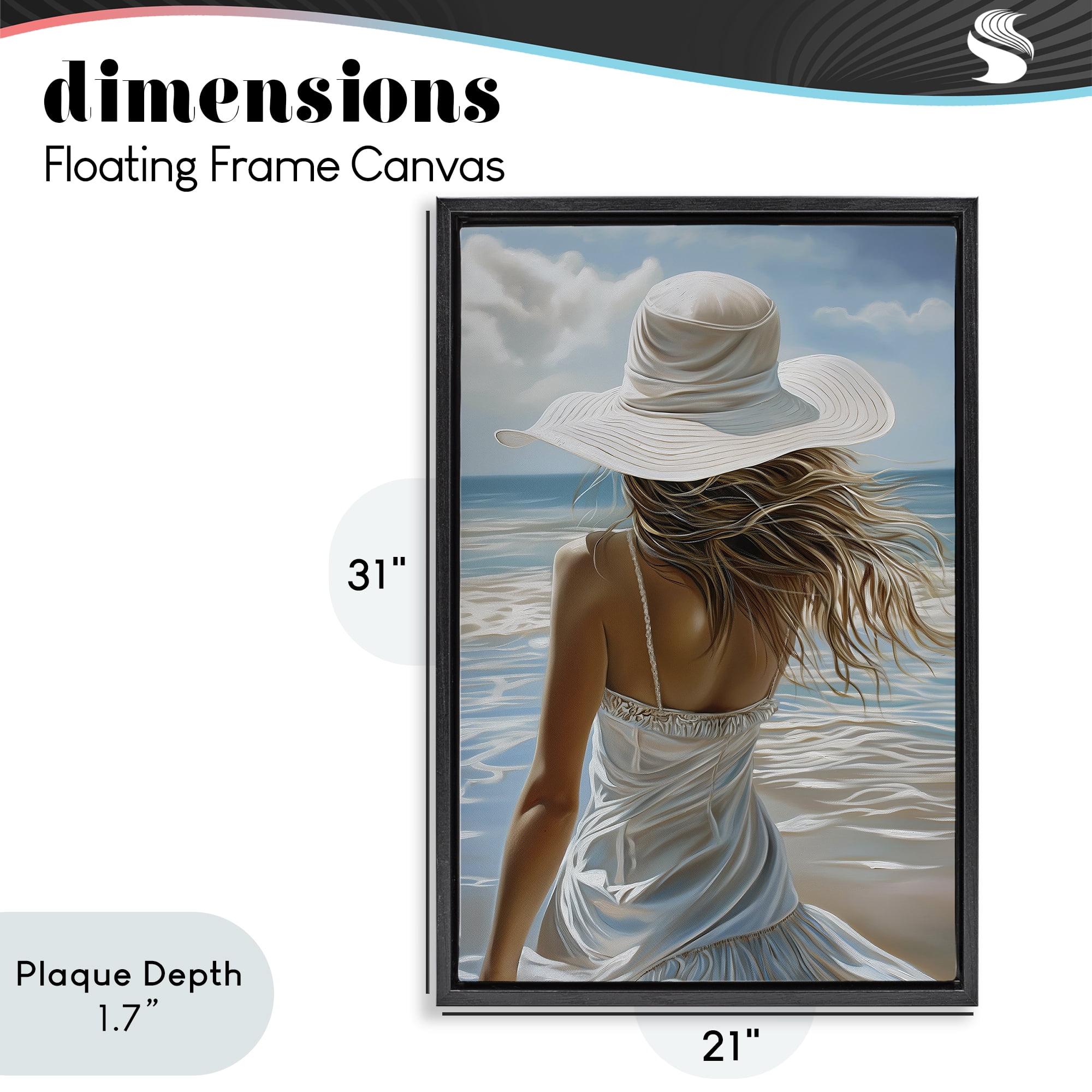 Stupell Industries Seaside Breeze & Flowing Dress Black Framed Floater Canvas Wall Art, design by Imagine It Images