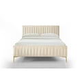 thumbnail image 3 of Pemberly Row Wood and Fabric Upholstered Queen Platform Bed in Ivory, 3 of 5