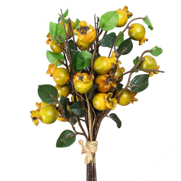 ARTIBETTER Artificial Rosehip Berries Fake Berries Decor Pomegranate Bouquet Alternative to Christmas Holly Berries Wedding Farmhouse Decor - 5 Groups (Yellow)