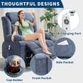 thumbnail image 6 of Oversized 360° Swivel Rocker Recliner Chair with Heat & Massage for Adults – 3-Position Adjustable Single Sofa, Remote Control, 2 Side Pockets, Cup Holders, USB Ports – Living Room Lounge Chair, 6 of 8