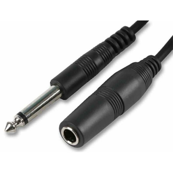 PRO SIGNAL - 6.35mm (1/4") Mono Jack Plug to Socket Lead, 6m Black