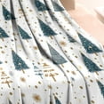 thumbnail image 3 of Blue and Gold Christmas Tree Pattern Blanket,Comfortable Soft Flannel Throw Blanket,All Season,Warm Lightweight Blankets for Sofa Bed Couch Living Room Chair,30"x40", 3 of 4