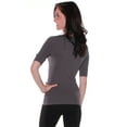 thumbnail image 3 of Emmalise Women's Slim Athletic Fit Neck Tshirt Half Sleeves Top (Charcoal, 1XL), 3 of 6