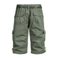 thumbnail image 3 of Cargo Capri Pants for Men Cotton Capris Elastic Waist Outdoor Hiking Pants with Pockets, 3 of 4