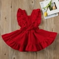 thumbnail image 3 of Baby Girls Velvet Suspender Corduroy Skirt Infant Toddler Ruffled Casual Strap Sundress Summer Outfit Clothes, 3 of 7