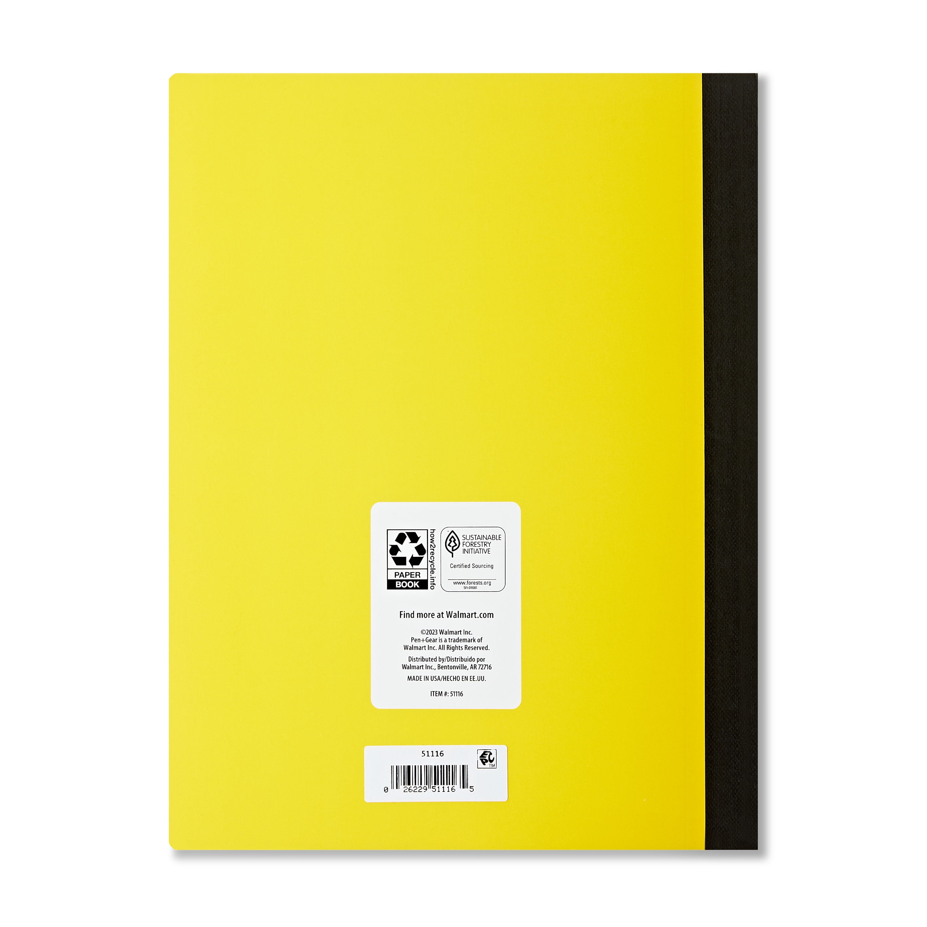 (2 pack) Pen+Gear College Rule Composition Book, 7.5" x 9.75", Yellow, 80 Sheets, New