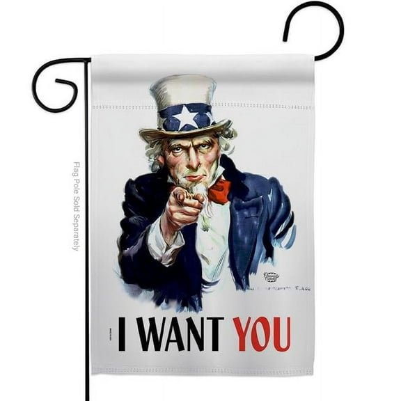 Ornament Collection G192348-BO 13 x 18.5 in. I Want You Garden Flag with Armed Forces Service Double-Sided Decorative Vertical Flags House Decoration Banner Yard Gift