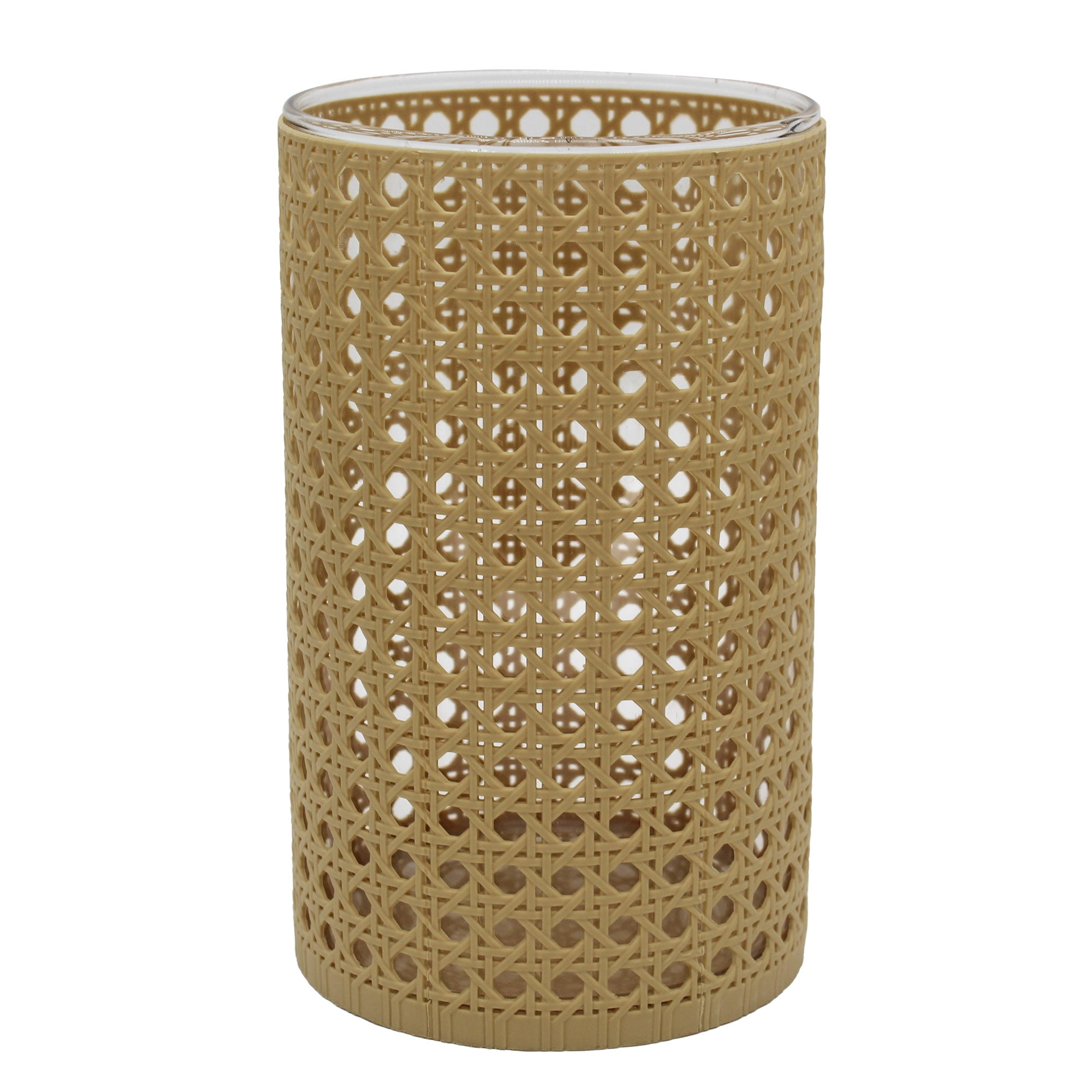 (2 pack) Better Homes & Gardens Wrapped Rattan Glass Hurricane Candle Holder, 8", Medium