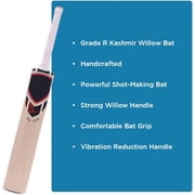 KLR Plus Kashmir Willow Cricket Bat, Handcrafted Grade R Willow with Web Tape Front Sticker Back Kashmir Willow Handle, Red and Black