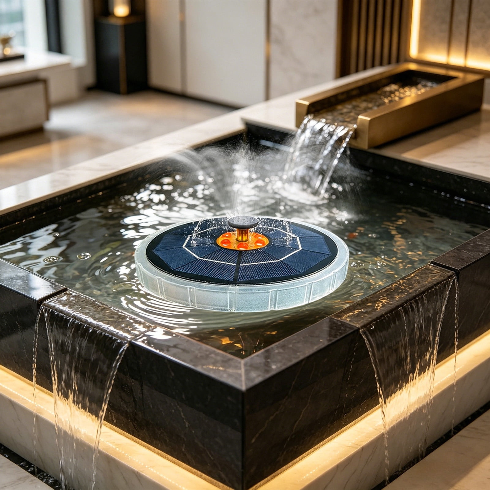 Solar-Powered Outdoor Water Fountain, Automatic Solar Floating Spout Weather-Resistant Compact Fountain for Courtyard Garden Pool Pond Bathroom Outdoor Landscaping, D