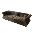 thumbnail image 4 of Chesterfield Pull Out Convertible Sofa Bed, Classic Flower Tufted Velvet Loveseat Sleeper Couch With Roll Arms and Pillows, for Living Room Apartment Office, 4 of 16