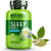 NATURELO Plant-Based Sleep Aid - with Melatonin, Magnesium, GABA, Valerian Root, Lemon Balm, Chamomile Extracts - Herbal Sleeping Aid - 60 Vegan Capsules