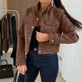 thumbnail image 4 of WTOBBY Women's Fashion Solid Color Tops Long Sleeve Jacket Zipper Coat, Versatile and Lightweight Outerwear for Everyday Fashion and Comfort,Coffee 2XL, 4 of 6