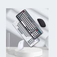 thumbnail image 3 of 2.4G Wireless  Keyboard Mouse Set, Waterproof Double Mode Wireless Computer Keyboard Mouse Set Rechargeable Retro Style Quiet Operation  for Home White, 3 of 7