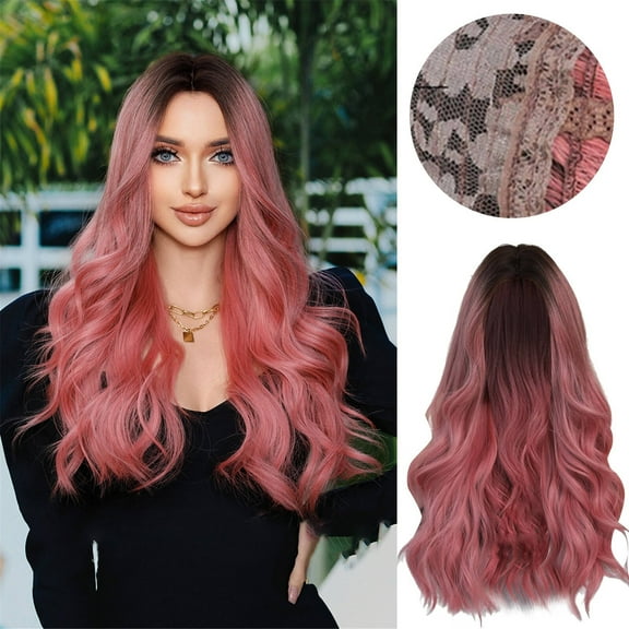 DOPI Human Hair Wigs For Women Medium Long Curly Hair With Brown Dyed Brown Daily Style Full Headgear For Women's Wig