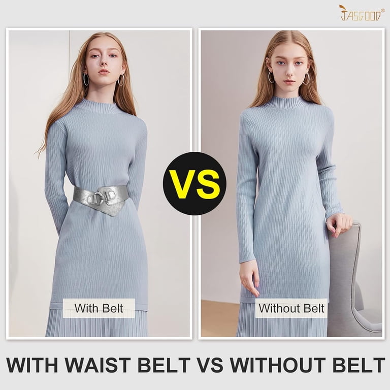 Women\'s Wide Elastic Stretch Waist Belt Adjustable Dress Belt Matte Silver Grey $_12.JPG?set_id=880000500F main image 2
