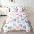 thumbnail image 2 of Homewish Cute Heart Loves 7-Piece Twin Bedding Sets,Kawaii Cartoon Pattern Bedding Comforter Set,Pink White Blue Sheet Sets For Girls Teens,Ultra Soft Home Decor Reversible, 2 of 8
