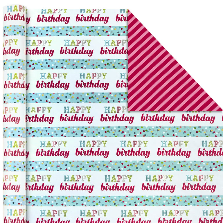Colorful Kid Birthday 3-Pack Reversible Wrapping Paper, 120 sq. ft. total -  Wrapping Paper Sets - Hallmark
