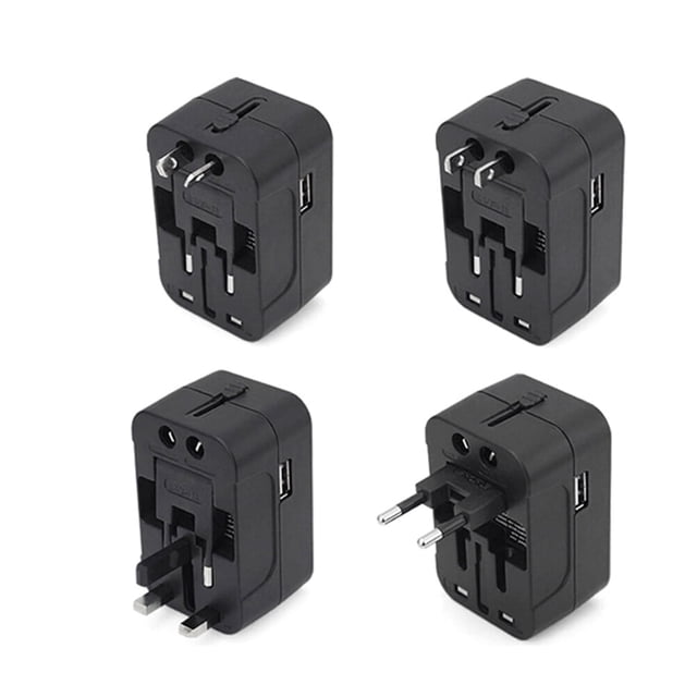 Adaptador de viaje Mizh, convertidor de corriente universal todo en uno, adaptador de enchufe de CA, cargador de pared con dos puertos USB para cargar teléfonos celulares, computadoras, UE,