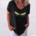thumbnail image 2 of Hauts d'Été pour Femmes 2023 Mode Femmes T-Shirt Imprimé Col en V Manches Courtes Tee Décontracté Blouse, 2 of 5