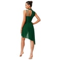 thumbnail image 4 of SiiRoh Women's Lyrical Dance Dress Sleeveless Asymmetrical Flowy Tulle Skirt Leotard Dancing Party Green XL, 4 of 5