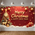 thumbnail image 5 of Red Theme Christmas Banner Gold Accent Holiday Backdrop Christmas Tree Reindeer Design Xmas Background for Christmas Party New Year Celebration Holiday Gathering, 5 of 9