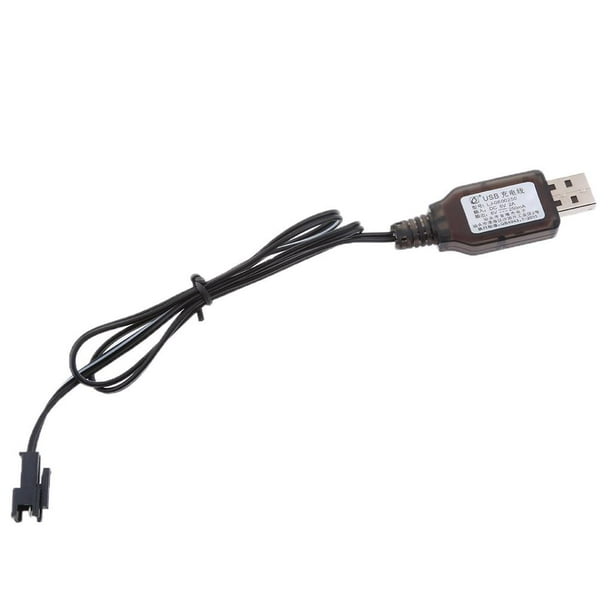 Cable de carga de baterías NI-MH de 6 V con conector USB a SM 2P para vehículos RC, UAV y cuadricópteros