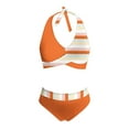 thumbnail image 5 of Ovticza Two Piece Bathing Suit Women Swimsuits Tummy Control Printed Bikini Sets for Women Halter Ruched Bathing Suits for Women Saffron XL, 5 of 5