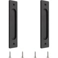 thumbnail image 1 of Pack Of 2 Recessed Rectangular Aluminum Sliding Door Handles With Mounting Screws For Sliding Barn Doors - Matte Black - 18 Cm-M, 1 of 5