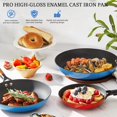 thumbnail image 5 of Enameled Cast Iron Skillets - Non Stick Frying Pans Set with  Wooden Handle - 8&10&12 In  Cast Iron Pans for Multi-Cooking - Pre Seasoned Cookware Set - Gradual Cobalt Blue, 5 of 6