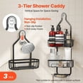 thumbnail image 2 of 3-Tier Hanging Shower Caddy, Over-the-Shower-Head Bathroom Organizer with Soap Holder & Hooks, 40 lbs Capacity - Matte Black, 2 of 5