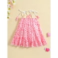 thumbnail image 3 of hirigin Baby Girls Lovely Dress A-line Mesh Dress Toddler Summer Sling Heart Print Clothes Children Sleeveless Backless Dress, 3 of 9