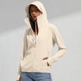 thumbnail image 6 of Women's Cool Feeling UPF 50+ Sun Protection Hoodie Regular Fit Solid Color Hooded Long Sleeve Lightweight Breathable UV Coat for Casual Outdoor Beige XXL, 6 of 7