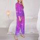 thumbnail image 3 of Fotbe Pink Purple Glitter Conjunto de Pijama de Manga Larga para Mujer con Estampado, Ropa de Dormir de 2 Piezas, Conjunto de Casa Suave y Cómodo con Bolsillos-Medium, 3 of 7